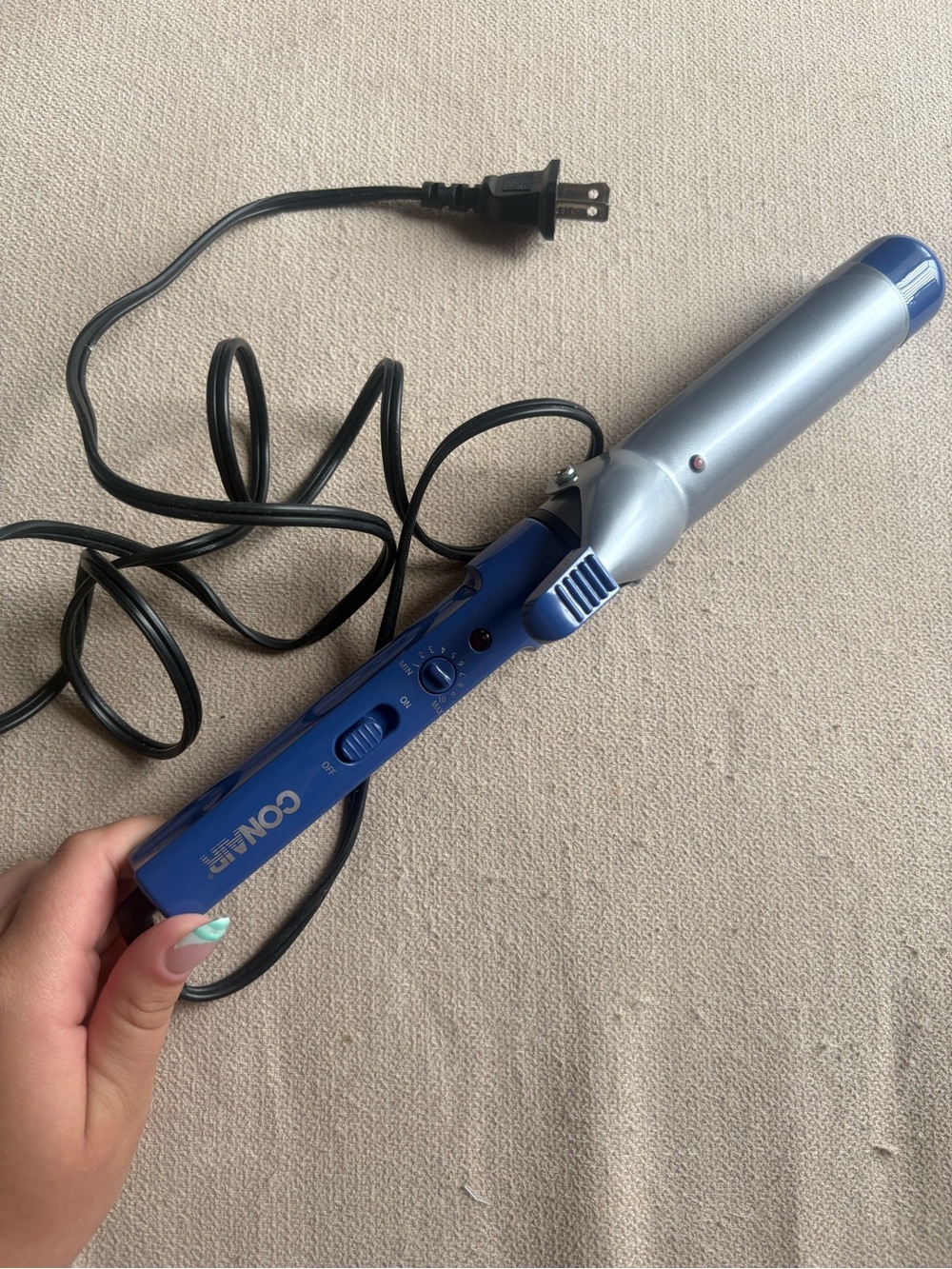 Conair Blue and Silver Curling Iron